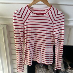Boden Red and White Striped Long Sleeve Tee